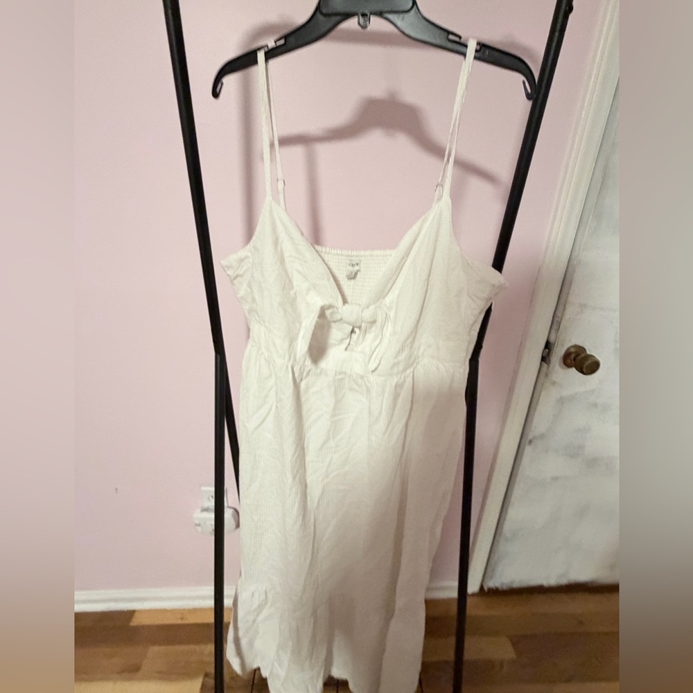 J. Crew Factory Women’s White Seersucker Tie Front Midi Dress NWT Size 18 - Picture 4 of 13